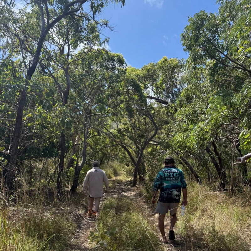 Tony Matchett and Director Woibo walking original location of Hope Vale